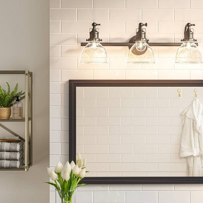  3-Light Industrial Glass Chandelier Matte Black - Threshold™