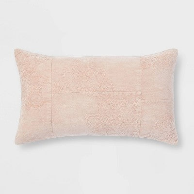  Oversized Washed Pieced Chenille Lumbar Throw Pillow - Threshold™