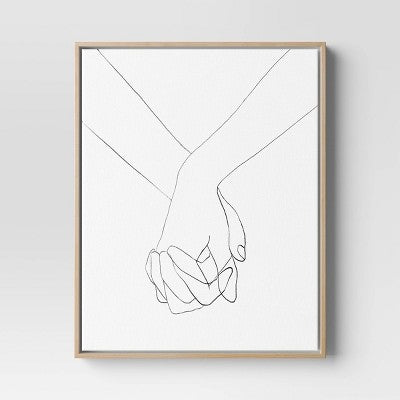 (Set Of 2) 16" X 20" Hands Framed Canvas - Threshold™: Modern Wall Art, Vertical Orientation, Sawtooth Back