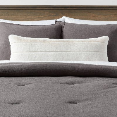  Oversized Oblong Faux Fur Channeled Decorative Throw Pillow - Threshold™