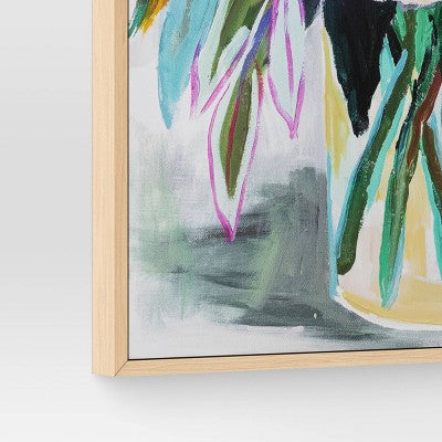  24" X 30" Colorful Floral Framed Canvas Natural - Threshold™