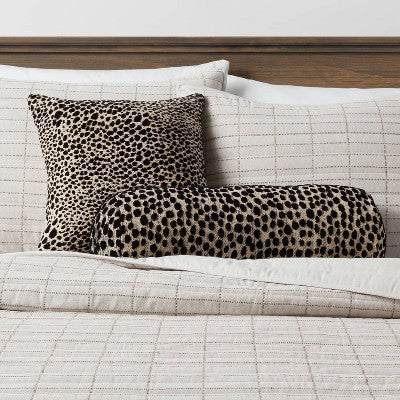  Square Jacquard Leopard Decorative Throw Pillow Black/Natural - Threshold™