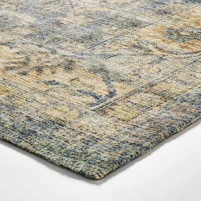 7'x10' Woven Floral Distressed Rug Blue - Threshold™ Designed With Studio McGee