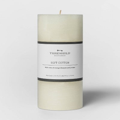  Pillar Candle Soft Cotton White - Threshold™