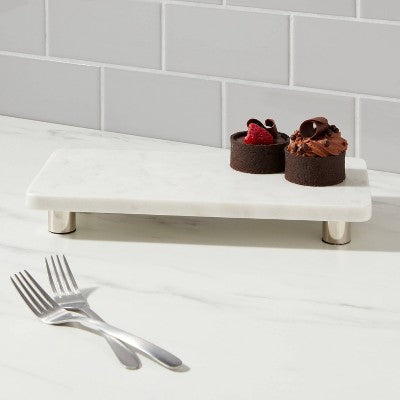  12" X 6" Marble Serving Stand White - Threshold™