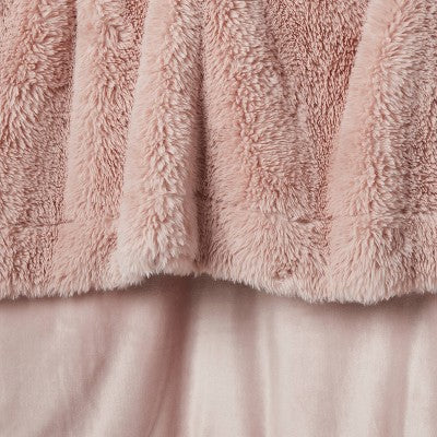  Long Faux Fur Throw Blanket Blush - Threshold™