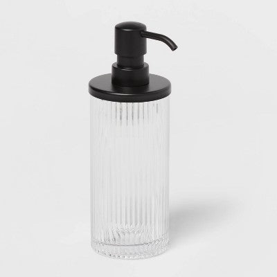  Ribbed Glass Soap Pump Black - Threshold™