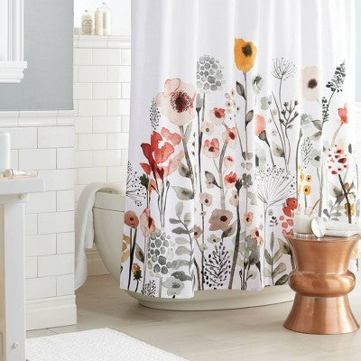  Floral Wave Shower Curtain White - Threshold™