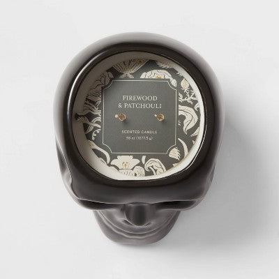  38oz XL Ceramic Skull Figural Candle Black - Threshold™
