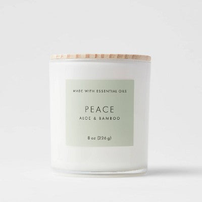  Wood Lidded Glass Wellness Peace Candle - Threshold™