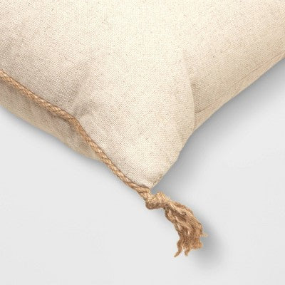  Oversized Gather Embroidered Lumbar Throw Pillow Cream - Threshold™