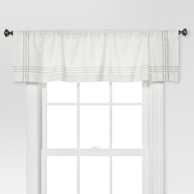 1pc 54"x15" Light Filtering Stripe Border Window Valance Cream/Gray - Threshold™