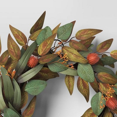  Fall Leaf Wreath Green - Threshold™
