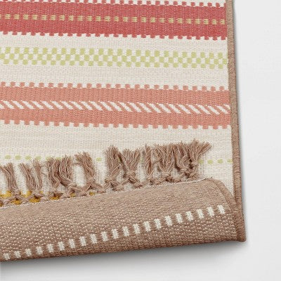  5'x7' Textural Stripe Rectangular Woven Outdoor Area Rug Light Pink - Threshold™