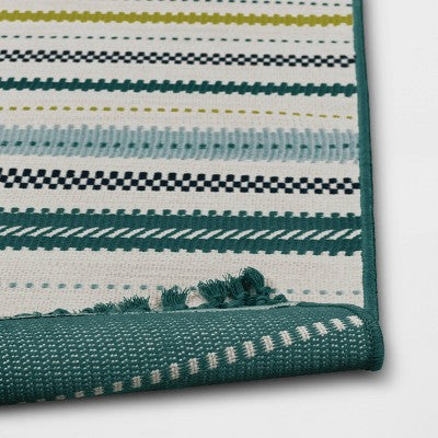  5'x7' Textural Stripe Rectangular Woven Outdoor Area Rug Light Green - Threshold™