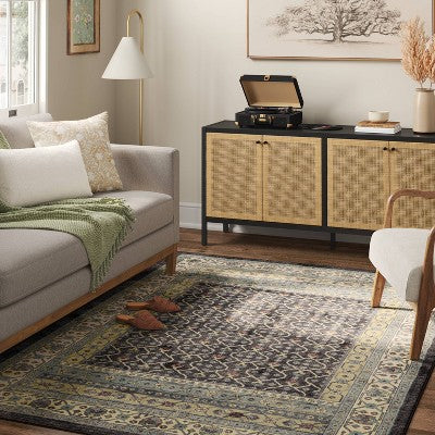  Distressed Geometric Tufted Area Rug Green - Threshold™