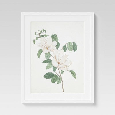  (Set Of 2) 24" X 30" Flowers Framed Wall Art White - Threshold™