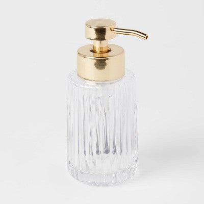  Ribbed Foaming Glass Soap Pump Clear - Threshold™