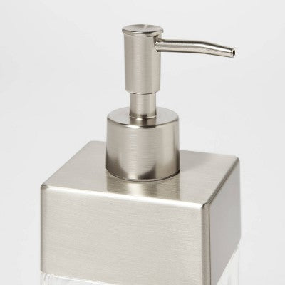  Rectangle Glass With Metal Soap/Lotion Dispenser Clear - Threshold™