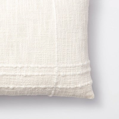  Bed Lumbar Texture Tonal Plaid Decorative Throw Pillow Off White - Threshold™ Designed With Studio McGee: Cotton & Acrylic, Indoor Use