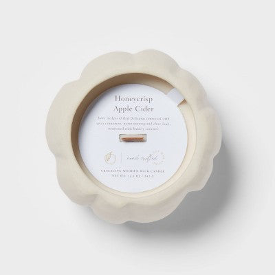  12oz Brushed Abstract Pumpkin Ceramic With Woodwick And Dustcover Honeycrisp Apple Cider Candle - Threshold™