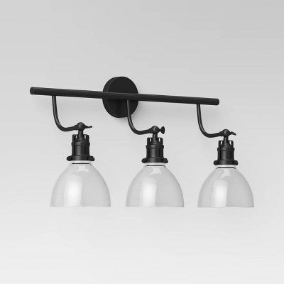  3-Light Industrial Glass Chandelier Matte Black - Threshold™