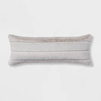  Oversized Oblong Faux Fur Channeled Decorative Throw Pillow - Threshold™