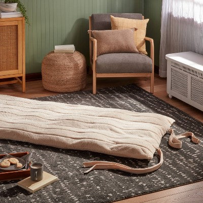  Luxe Channel Faux Fur Lounge Pillow Khaki - Threshold™