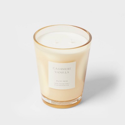  Colored Vase Glass With Dustcover Cashmere Vanilla Candle Ivory - Threshold™