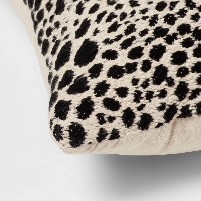  Square Jacquard Leopard Decorative Throw Pillow Black/Natural - Threshold™