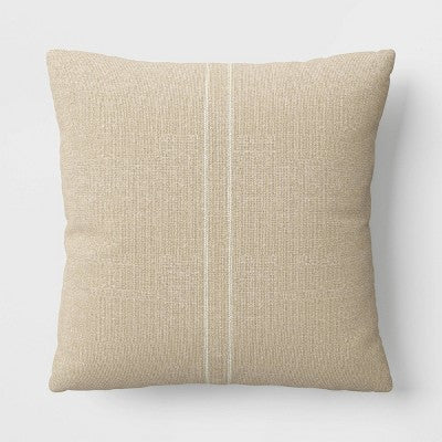  Textured Linen Striped Throw Pillow Neutral - Threshold™