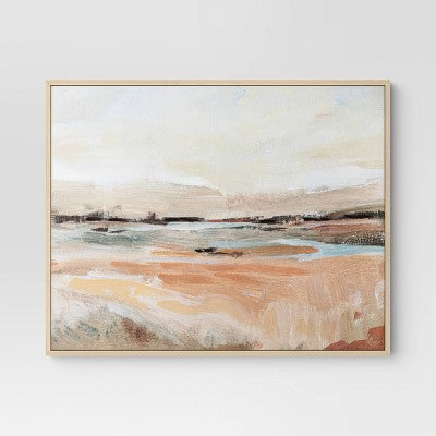  (Set Of 2) 24" X 30" Faded Landscape Framed Wall Canvases Natural - Threshold™