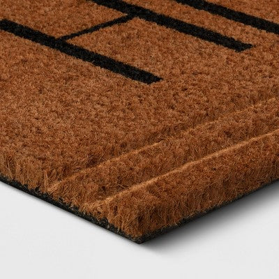  1'6"x2'6" 'Hello' Stripe Border Coir Doormat Natural - Threshold™