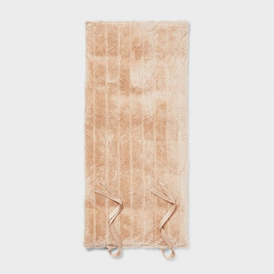  Luxe Channel Faux Fur Lounge Pillow Khaki - Threshold™