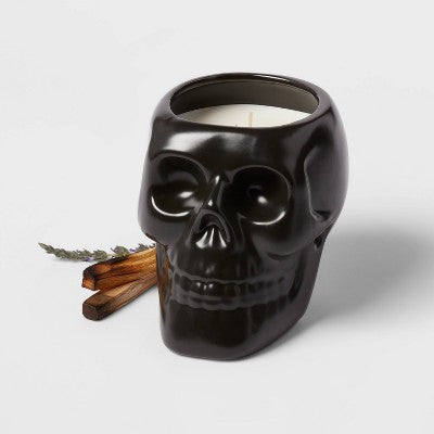  38oz XL Ceramic Skull Figural Candle Black - Threshold™