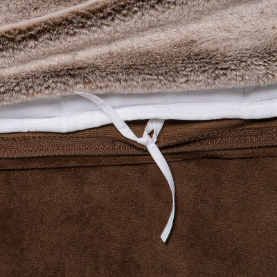 55" X 80" 15lbs Faux Fur Weighted Blanket With Removable Cover Brown - Threshold™