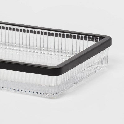  Ribbed Glass Tray Black - Threshold™