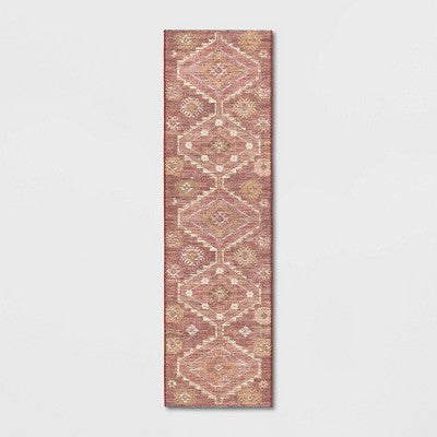  Southbury Washable Printed Diamond Persian Style Rug Rust - Threshold™