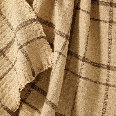  Plaid Gauze Throw Blanket With Frayed Edges Brown - Threshold™ Designed With Studio McGee