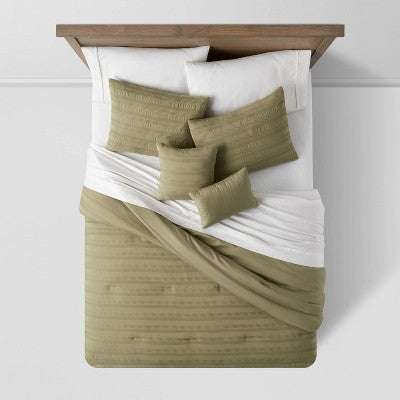  4pc Woven Waffle Stripe Comforter Bedding Set - Threshold™