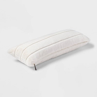  Oversized Oblong Faux Fur Channeled Decorative Throw Pillow - Threshold™