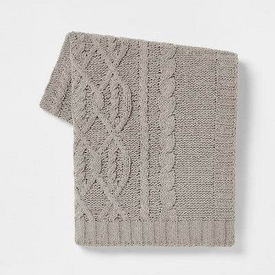  Cable Knit Chenille Throw Blanket - Threshold