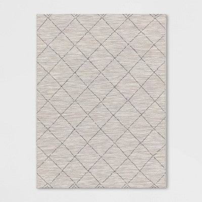  Mira Geometric Diamond Indoor/Outdoor Rug Cream - Threshold™
