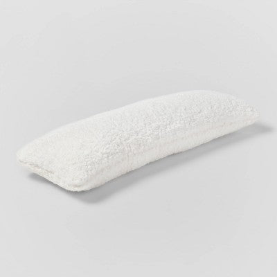  Oversized Oblong Traditional Cozy Faux Shearling Decorative Throw Pillow Cream - Threshold™