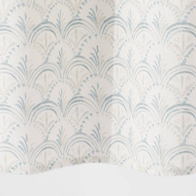  Block Print Scallop Shower Curtain Aqua Blue - Threshold™