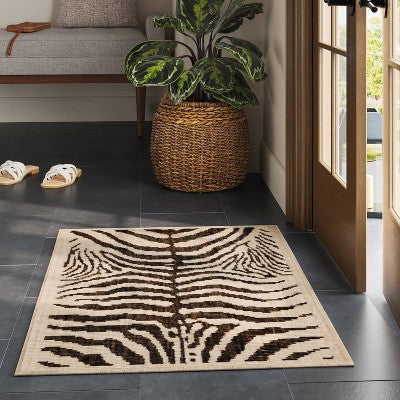  Washable Woven Zebra Accent Rug Black/Tan - Threshold™
