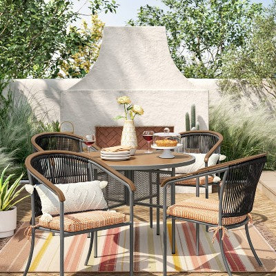  5'x7' Textural Stripe Rectangular Woven Outdoor Area Rug Light Pink - Threshold™