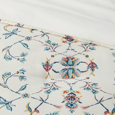  5pc Floral Border Print Comforter Bedding Set Blue/Pink/Yellow - Threshold™