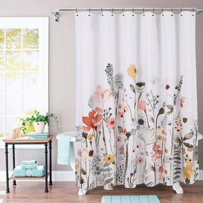  Floral Wave Shower Curtain White - Threshold™