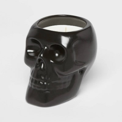  38oz XL Ceramic Skull Figural Candle Black - Threshold™